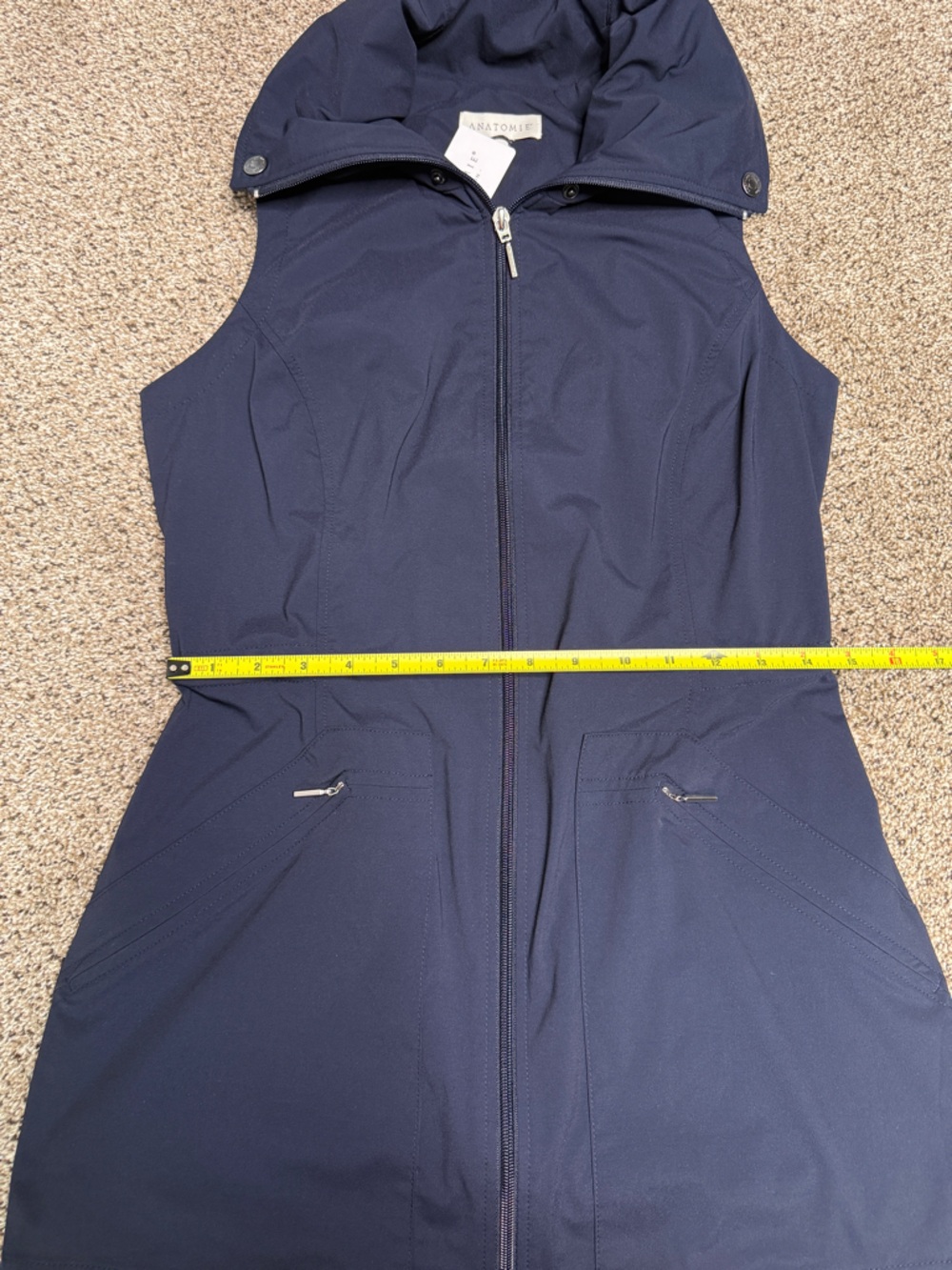 Anatomie Vest Delaney Navy Zip Front Collar Pockets Polyamide Blend NWT Size XS - Picture 10 of 13
